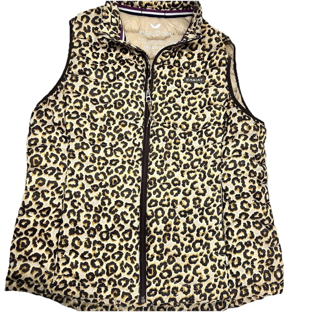 Ariat Woman’s Ideal Down Lightweight Packable Animal Print Vest Equestrian Sz XL